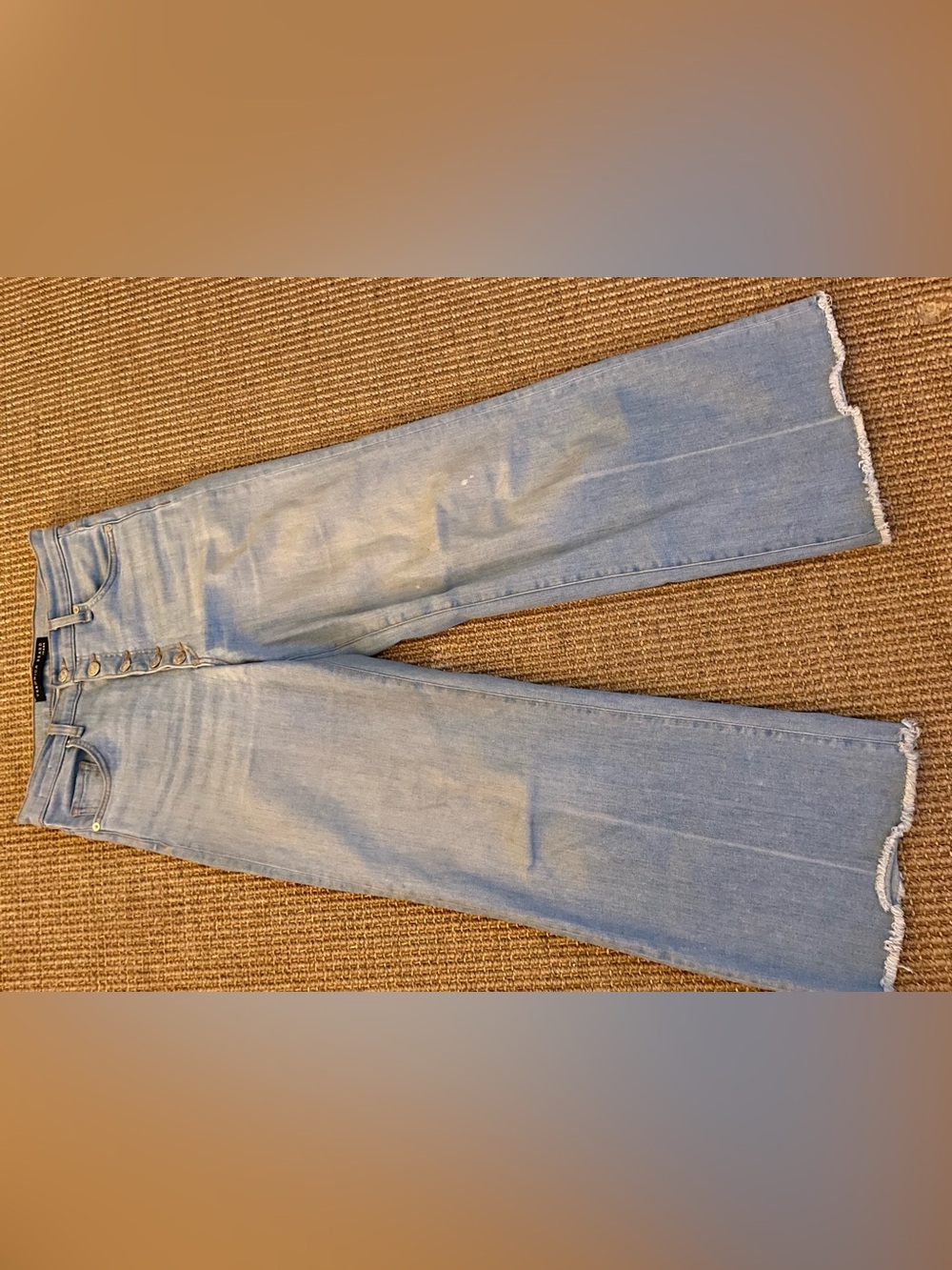 Veronica Beard Light Wash Wide-Leg Jeans with Button Fly